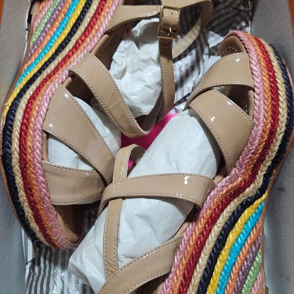 Spring Sandals Easter Kate Spade Women's Rainbow Wedge 7 Patent Leather Strap - Picture 7 of 12